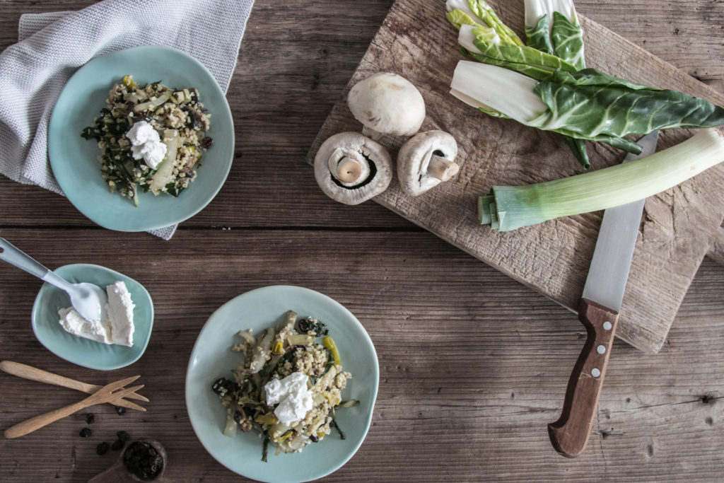 Bulgur mit Mangold und Pilzen - schnelles Alltagsrezept