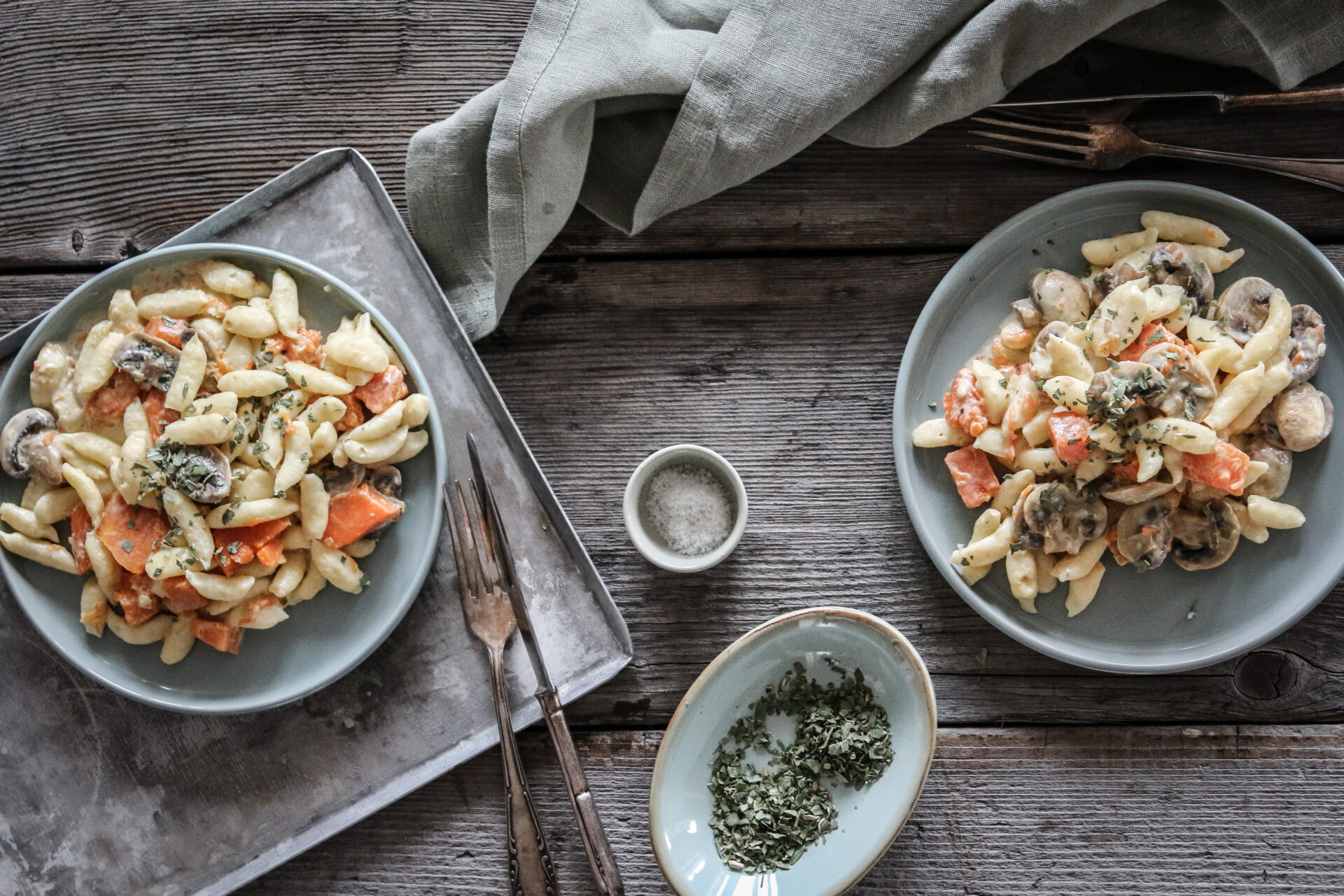 Spätzli mit Kürbis und Champignons Rezept