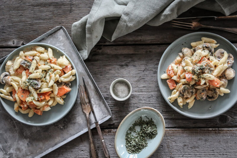 Spätzli mit Kürbis und Champignons Rezept