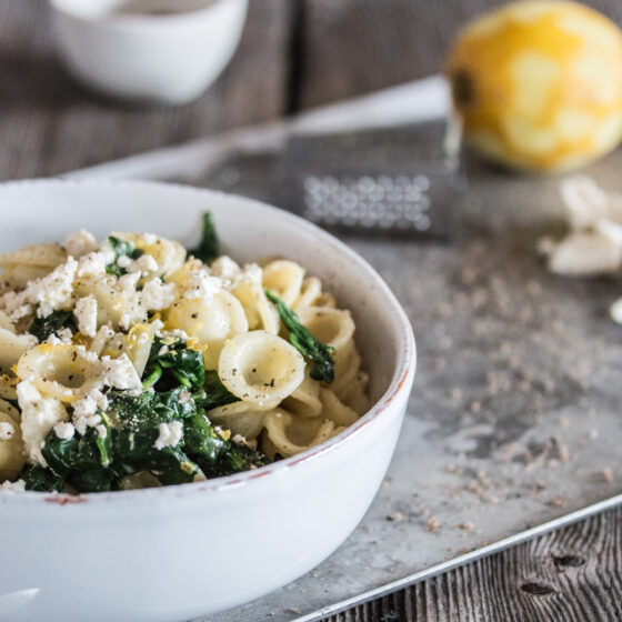 Orecchiette mit Spinat und Feta Rezept