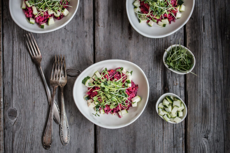 Linsensalat mit Randen und Ziegenfrischkäse Rezept