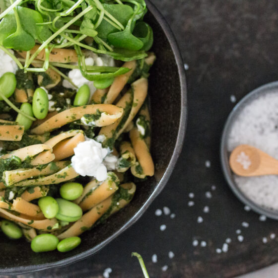 Pasta Rezept mit Spinat
