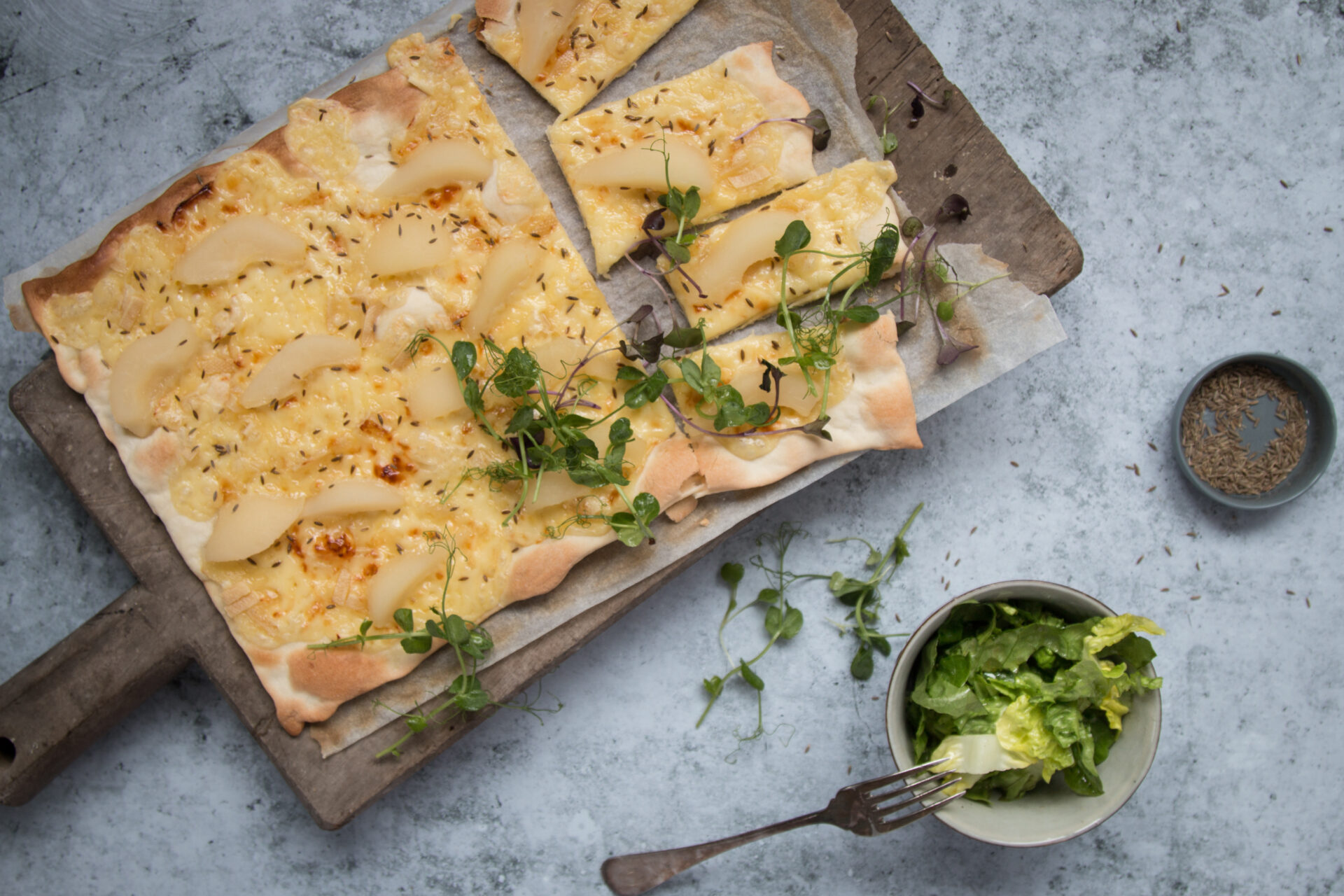 Flammkuchen Raclette Birnen Rezept