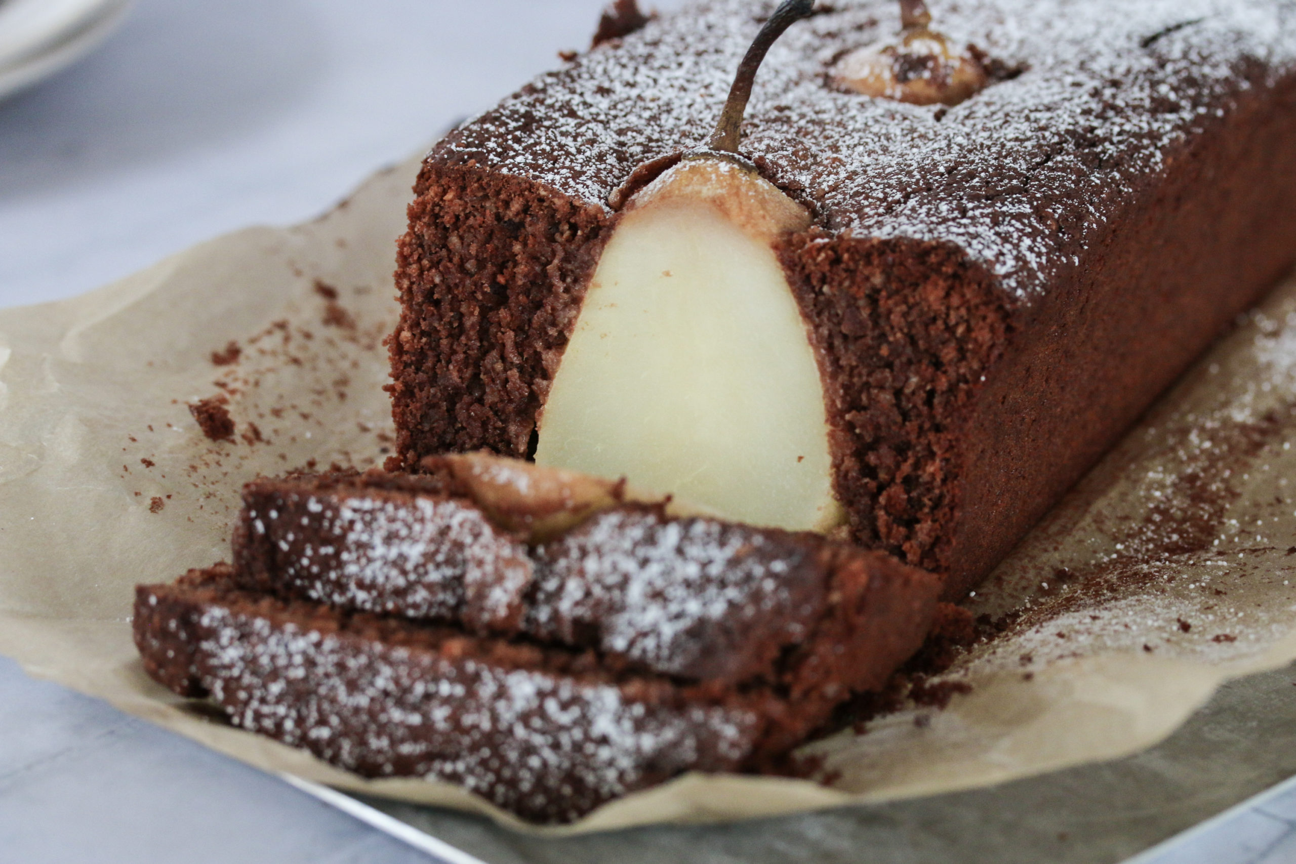Schokoladenkuchen mit Birnen Rezept - Loumalou