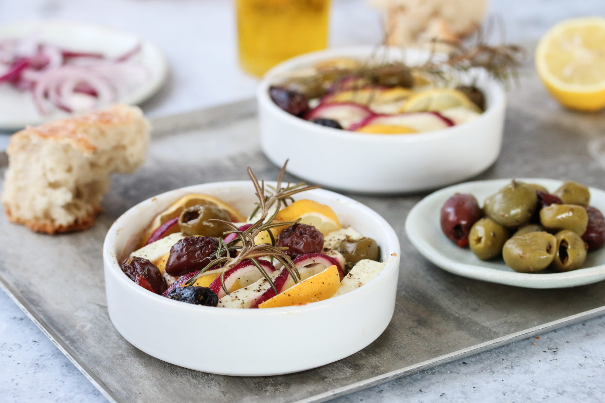 Schneller Ofen Feta mit Zitronen und Oliven - LouMalou.ch