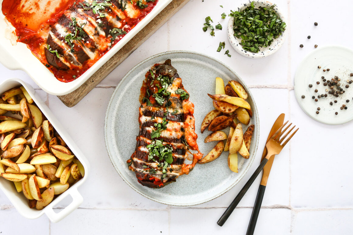Auberginen Hasselback - Auberginen aus dem Ofen - Auberginen Rezept